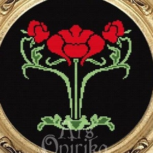 Art Nouveau Flowers (I) - Cross Stitch Pattern - Easy and small Cross Stitch Pattern - Pattern Keeper compatible - PDF Instant Download