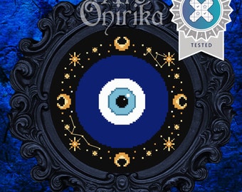 Evil Eye Amulet - Nazar - Eye Amulet - Blue Eye - Witchcraft Cross Stitch - Pattern Keeper - PDF Instant Download - Petit Point - Tapestry