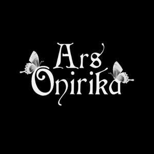 May include: White text on a black background reads "Ars Onirika" with a white butterfly on each side of the text.