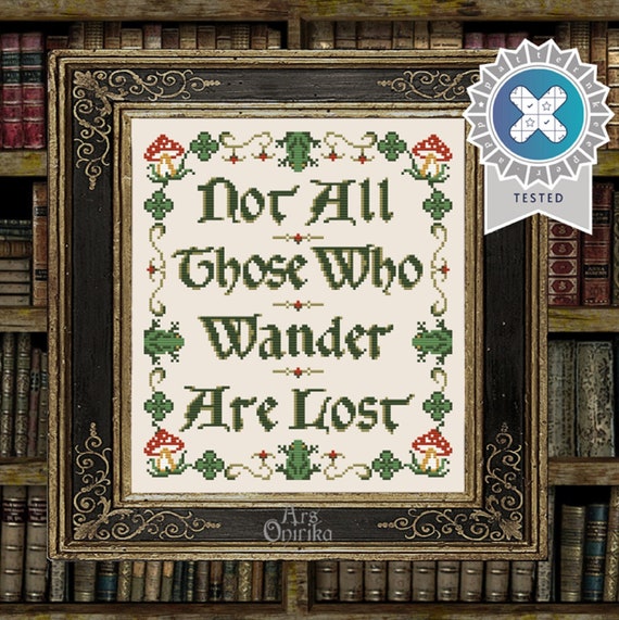 Not All Those Who Wander Are Lost LOTR Lord of the Rings Tolkien Cross Stitch Pattern PDF Pattern Keeper Petit Point Tapestry Etsy
