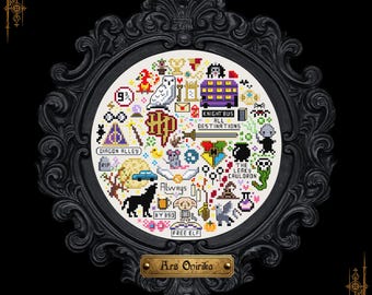 HP Magic Cross Stitch Pattern (PDF) – Wizard Tribute - One Page Chart