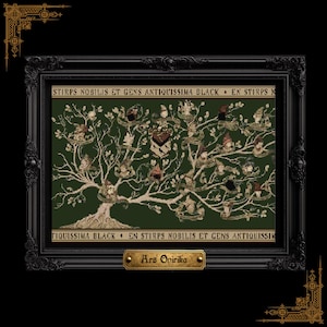 Black House-kruissteekpatroon stamboom (pdf) – Wandtapijt toverwereld - schema met één pagina