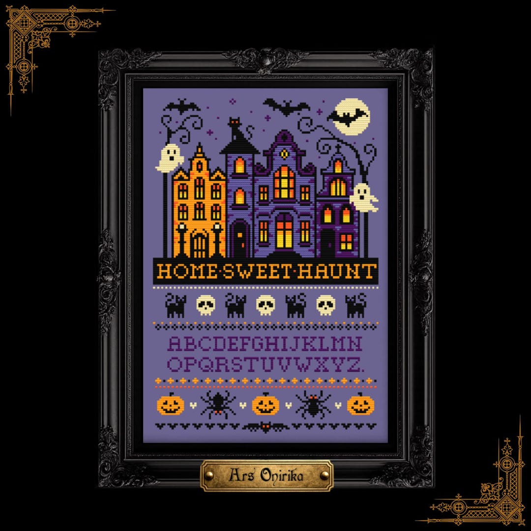 Home Sweet Haunt Cross Stitch Pattern – Halloween Gothic Mansion (PDF ...