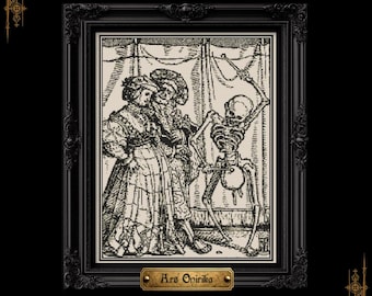 Death and the Noblewoman (PDF) - Medieval Cross Stitch Pattern - One Page Chart
