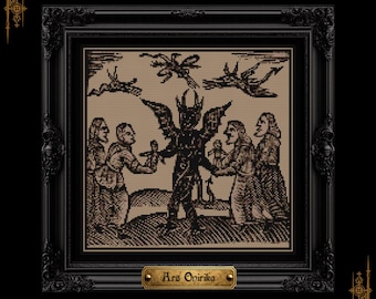 The Coven Cross Stitch Pattern (PDF) - Medieval Witchcraft - One Page Chart