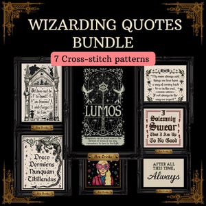 Wizard Quotes Cross Stitch Pattern Bundle – Magical Set of 7 (PDF)