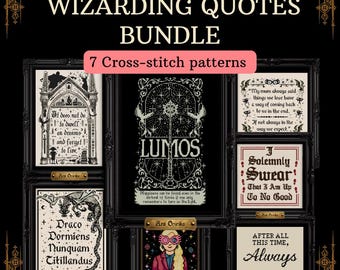 Paquete de patrones de punto de cruz con citas de magos: un conjunto mágico de 7 (PDF)