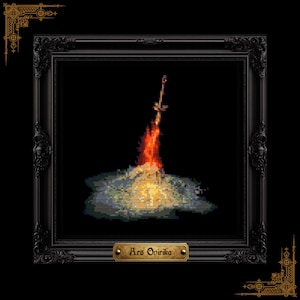 Korsstygnsmönster till Bonfire – Dark Souls Fantasy Gamer (PDF) – Diagram på en sida