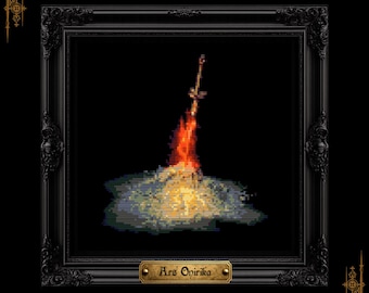 Dark Souls Bonfire Cross Stitch Pattern, Fantasy Gamer Gift (PDF)