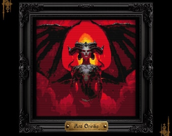 Patrón de punto de cruz de Lilith Gamer (PDF) - Diablo Videogame - Gráfico de una página