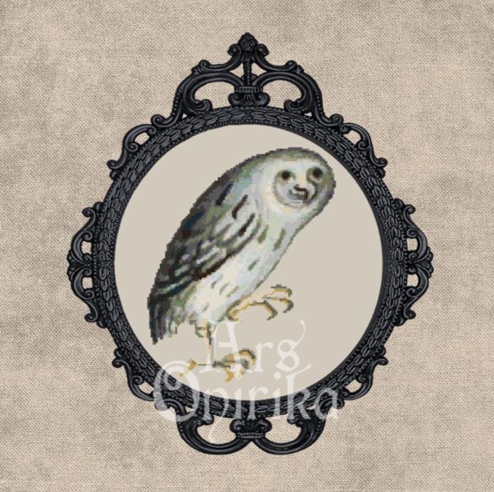 Medieval Owl Cross Stitch Pattern - Illuminated Bestiary Embroidery - Pattern Keeper - Gothic Animal