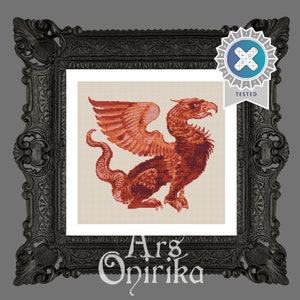 Griffin Cross Stitch Pattern – Medieval Beast Design – Gothic Tapestry PDF – Pattern Keeper Compatible – Instant Download