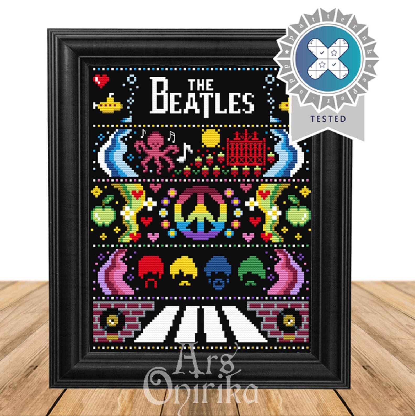 Beatles Cross Stitch Pattern – Yellow Submarine Psychedelic
