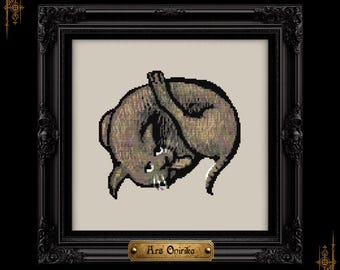 Medieval Cat Cross Stitch Pattern (PDF) – Bestiary Codex - One Page Chart