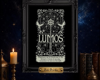 Patrón de punto de cruz Lumos - Bordado de hechizos mágicos (PDF) - Gráfico de una página