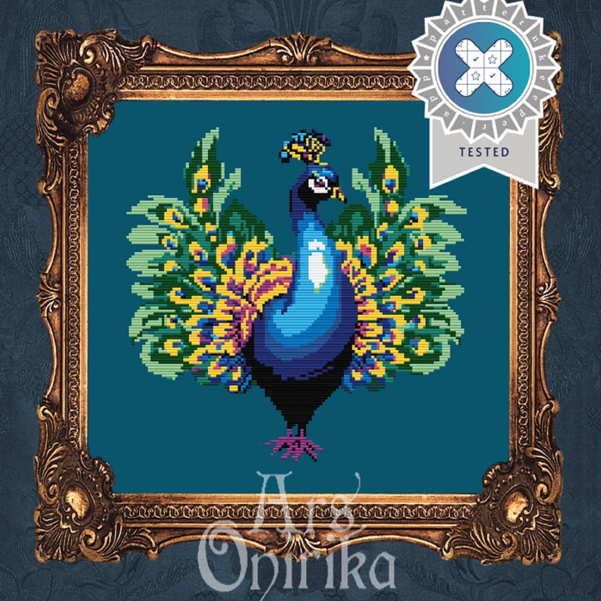 Peacock Cross Stitch Pattern - Peacock Art Nouveau - Pattern 