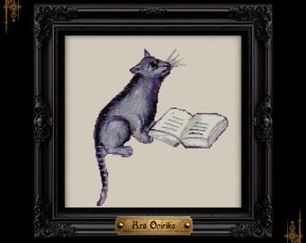 Medieval Cat Cross Stitch Pattern (PDF) – Illuminated Bestiary Design - One Page Chart