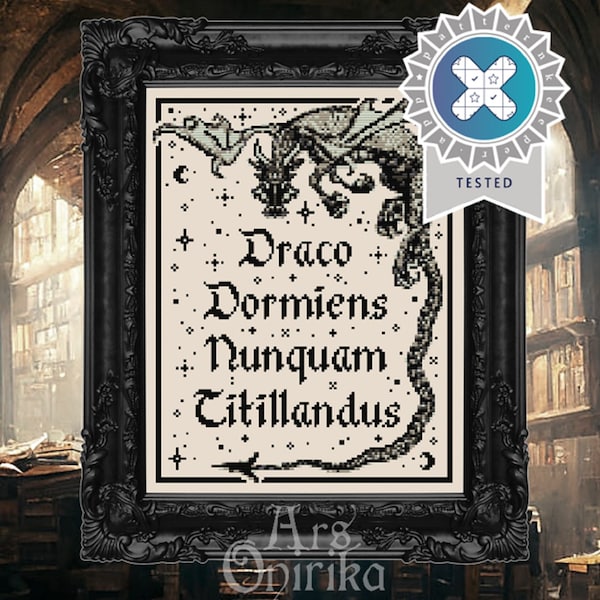 Draco Dormiens Nunquam Titillandus - HP Xstitch Pattern - Wizarding World - Pattern Keeper - PDF Instant Download - English AND Spanish