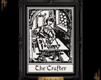 Medieval Crafter Woman - Gothic Cross Stitch Pattern - One Page Chart (PDF)