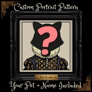 Custom Pet Portrait – Victorian style - Personalized Cross Stitch Pattern (PDF)