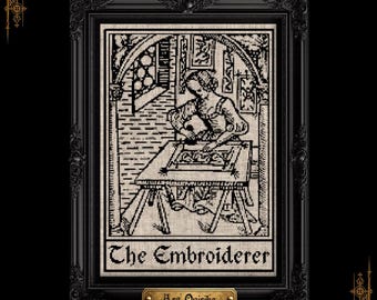 Broderaren - Medeltida korsstygnsmönster (PDF) - Vintage broderipjäs, present till hantverkare