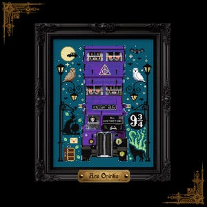 Knight Bus Cross Stitch Pattern – Fantasy Night Ride (PDF) - One Page Chart