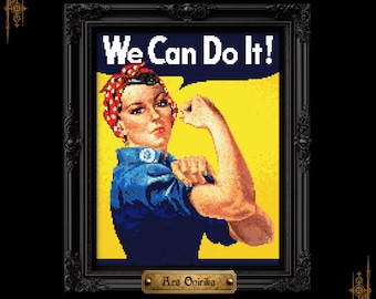 Rosie the Riveter Kreuzstichmuster (PDF) - Vintage feministisches Design