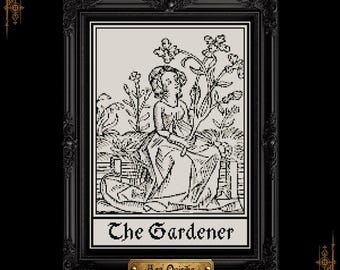 Medieval Gardener Cross Stitch Pattern – Botanical One Page Chart (PDF)