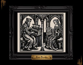 Medieval Kings Cross Stitch Pattern (PDF) – Historical Blackwork Chart