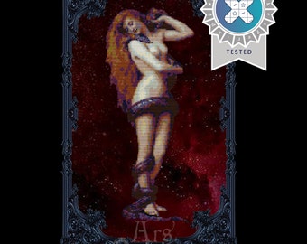 Lilith Cross Stitch Pattern - Lilith Goddess - Esoteric Cross Stitch - Digital Pattern Keeper - PDF Instant Download - Petit Point, Tapestry