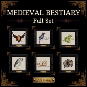 Mittelalterliches Bestiarium-Bundle - 6 Kreuzstichmuster (PDF) - beinhaltet eine Seitenvorlage