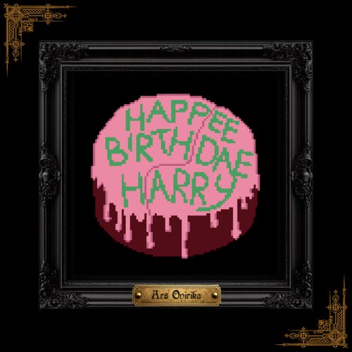 Happee Birthdae Magic Cake - Cross Stitch Pattern (PDF) - Bookish Embroidery craft, Gift for crafters