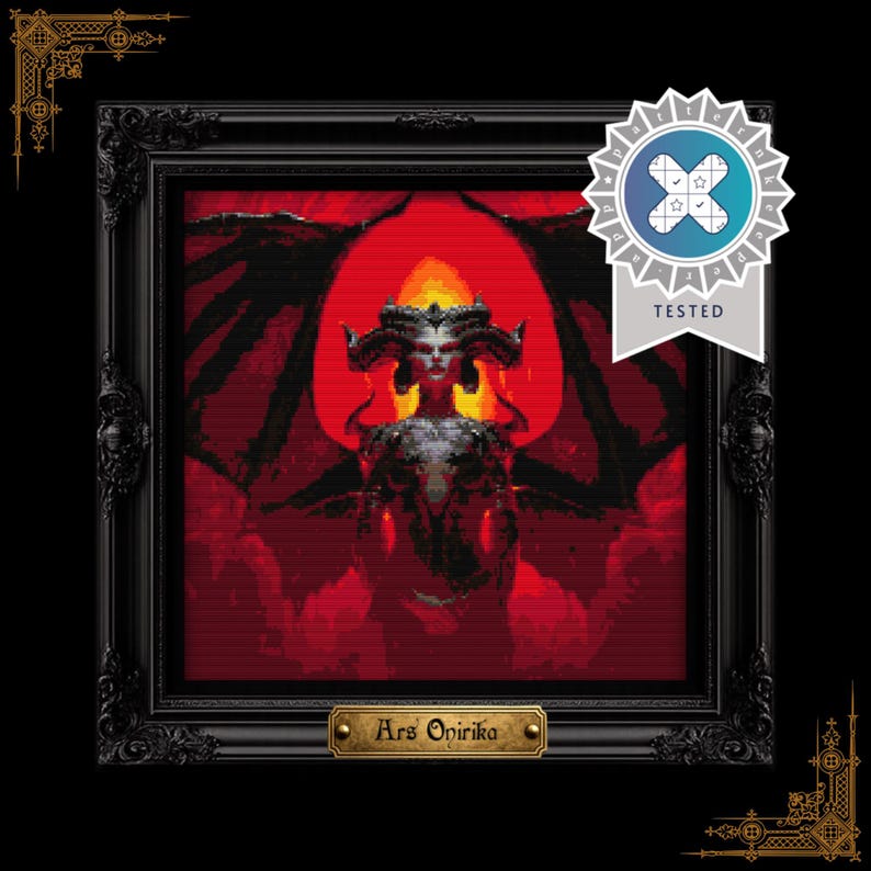 Lilith Gamer Cross Stitch Pattern (PDF) - Diablo Videogame - One Page Chart image 6