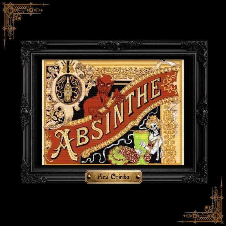 Absinthe Devil Vintage Art Nouveau Cross Stitch Pattern (PDF) - One ...