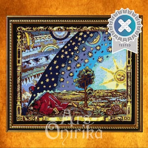 Padrão de ponto cruz Alchemy - Ilustração Flammarion - Astronomia Vintage - Universo Mágico - Pattern Keeper - Download instantâneo em PDF