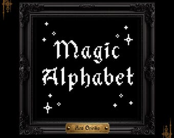 Magische Alphabet Kreuzstich Schriftart - Gothic Muster (PDF) - One Page Chart