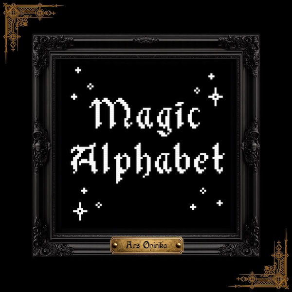 Magic Alphabet Cross Stitch Font – Gothic Pattern (PDF) - One Page Chart