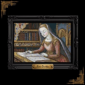 Christine de Pizan Cross Stitch Pattern - Medieval Art (PDF) - One Page Chart