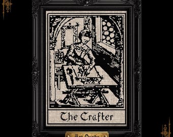 Medieval Crafter Woman - Gothic Cross Stitch Pattern - One Page Chart (PDF)