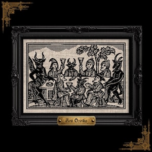 Historical Witchcraft Cross Stitch Pattern 1720 Witches Sabbath Antique Woodcut Demonology The History of Witches and Wizards PDF