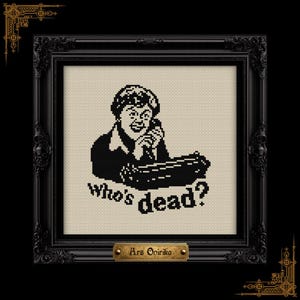 Patrón de punto de cruz "Se ha escrito un crimen": ¿Quién ha muerto? - Fácil para principiantes (PDF) - Gráfico de una página