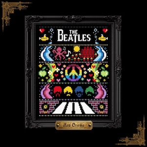 Patrón de punto de cruz de los Beatles: Arte del Submarino Amarillo (PDF) - Gráfico de una página