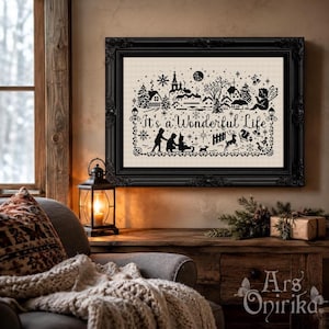 It's a Wonderful Life Cross Stitch Pattern – Snowy Village Christmas Decor (PDF)