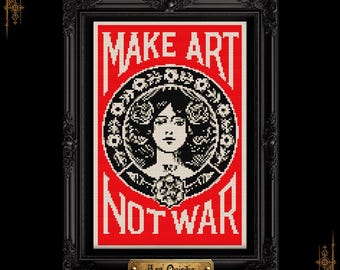Make Art Not War Kreuzstichmuster (PDF) - One Page
