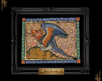 Medieval Dragon Cross Stitch Pattern (PDF) – Aberdeen Bestiary - One Page Chart