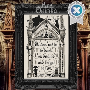 Magic Mirror Cross Stitch Pattern – Dark Academia Blackwork – Wizard Embroidery Sampler – Instant Download PDF – Pattern Keeper Compatible