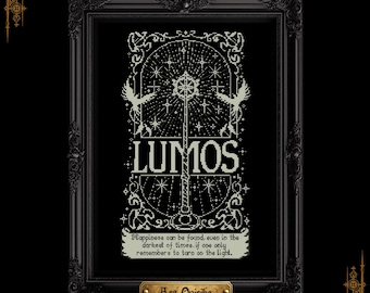 Lumos Cross Stitch Pattern - Magic Spell Embroidery (PDF) - One Page Chart