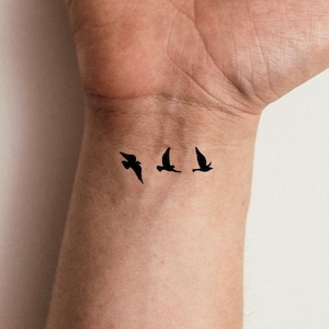 3 black birds Temporary Tattoo
