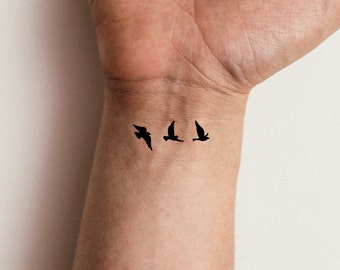 3 black birds Temporary Tattoo