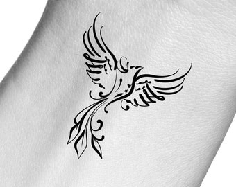 Black Phoenix Temporary Tattoo